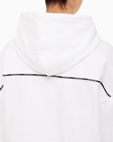 Buy 여성 로고 피핑 크롭 반팔 후디 in color BRIGHT WHITE