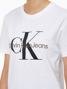 Buy 여성 스트레이트핏 모노그램로고 크루넥 반팔 티셔츠 in color BRIGHT WHITE