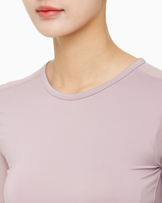 여성 레귤러 핏 스트레치 기능성 크롭 반팔 티셔츠