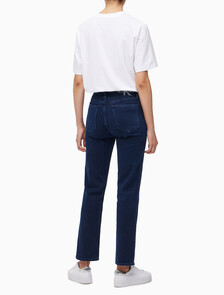 Buy 여성 하이라이즈 슬림 스트레이트핏 기모 블루블랙 데님 in color BLUE BLACK HANGER LOOP