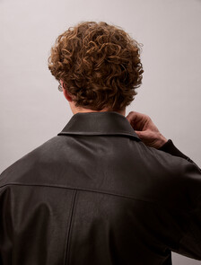 Buy 남성 레더 봄버 자켓 in color BLACK