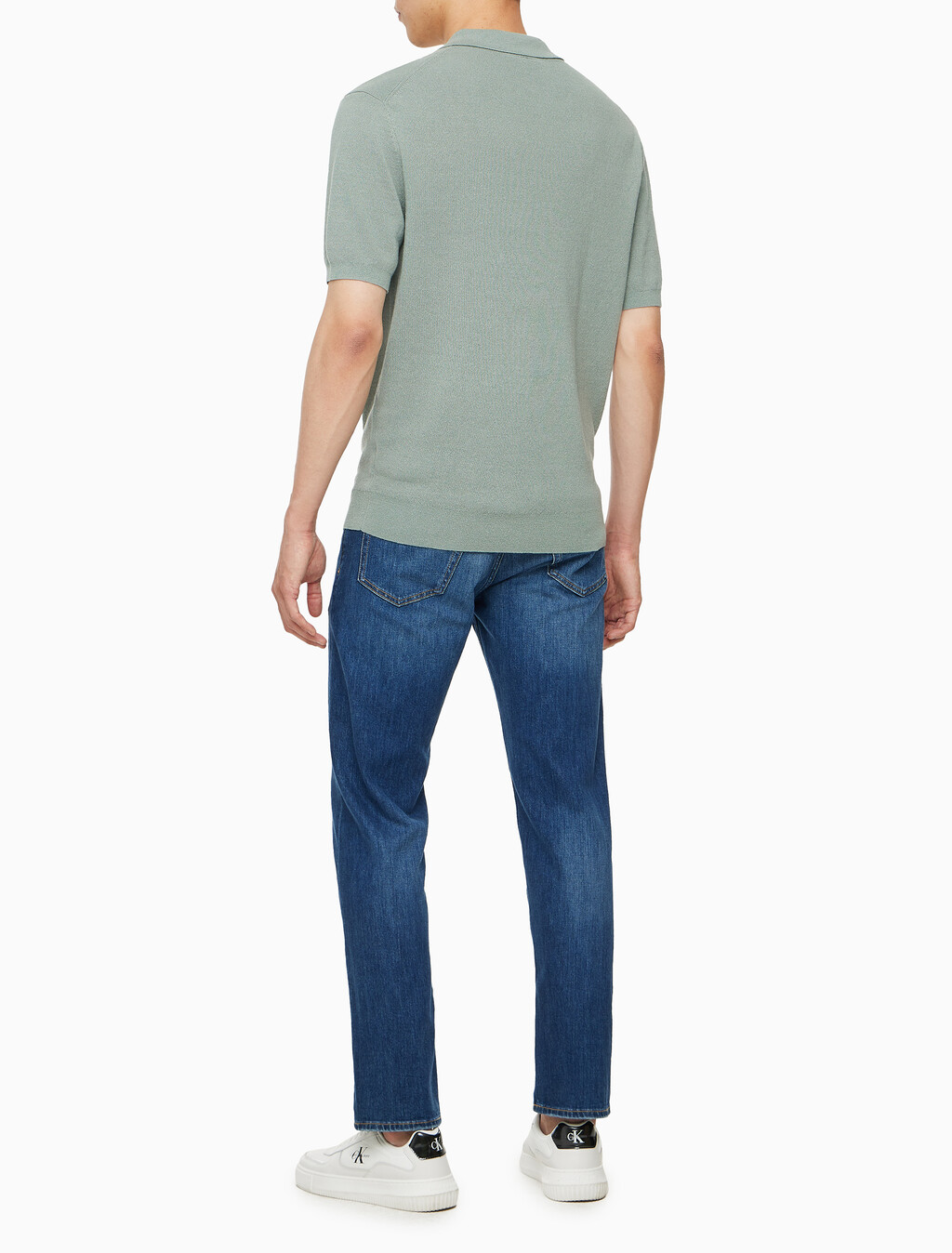Buy 남성 CK 로고 폴로 반팔 스웨터 in color KHAKI GREY