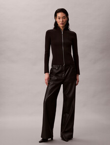 Buy 여성 나일론 집업 스웨터 in color BLACK