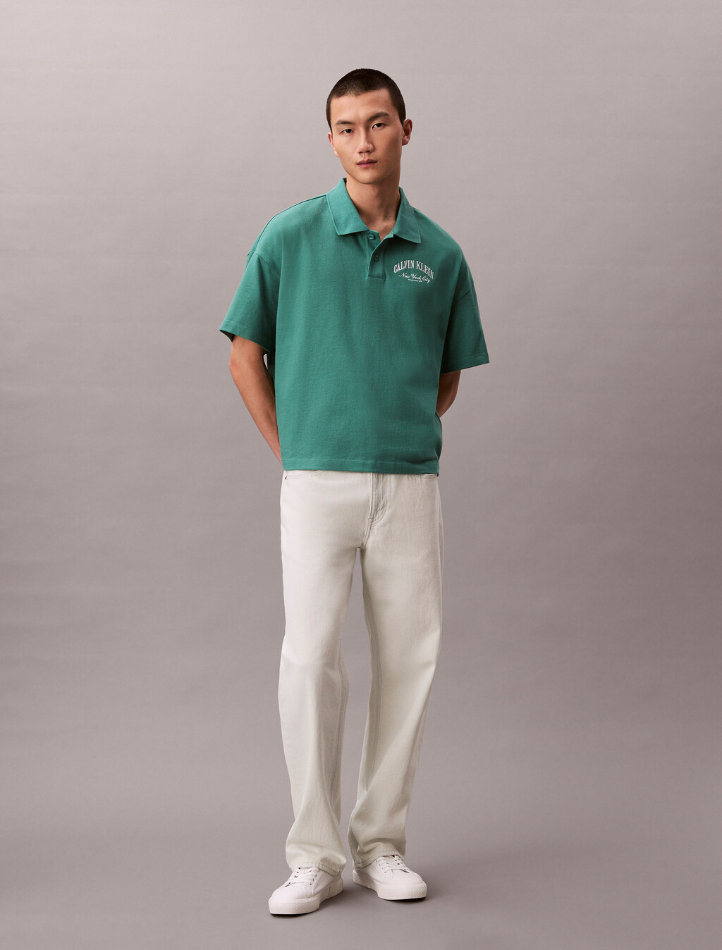 Buy 프리미엄 헤비 저지 박스 폴로 티 in color Wild Green