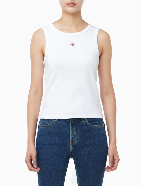 여성 우븐라벨 립 탱크