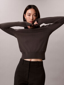 Buy 여성 L/S 엑스트라 파인 메리노 울 스웨터 in color ASPHALT