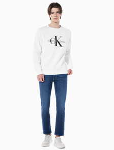 Buy 남성 슬림 스트레이트핏 다크 블루 크롭 데님 in color BLUE BLACK HANGER LOOP