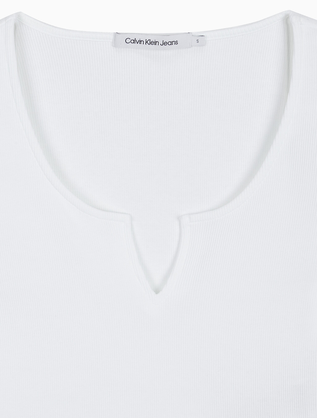 Buy 여성 스플리트 카라 립 롱 슬리브 in color BRIGHT WHITE