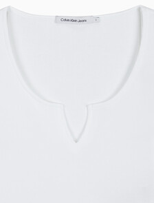 Buy 여성 스플리트 카라 립 롱 슬리브 in color BRIGHT WHITE