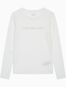Buy 여성 인스티튜셔널 로고 스트레이트핏 긴팔 티셔츠 in color BRIGHT WHITE