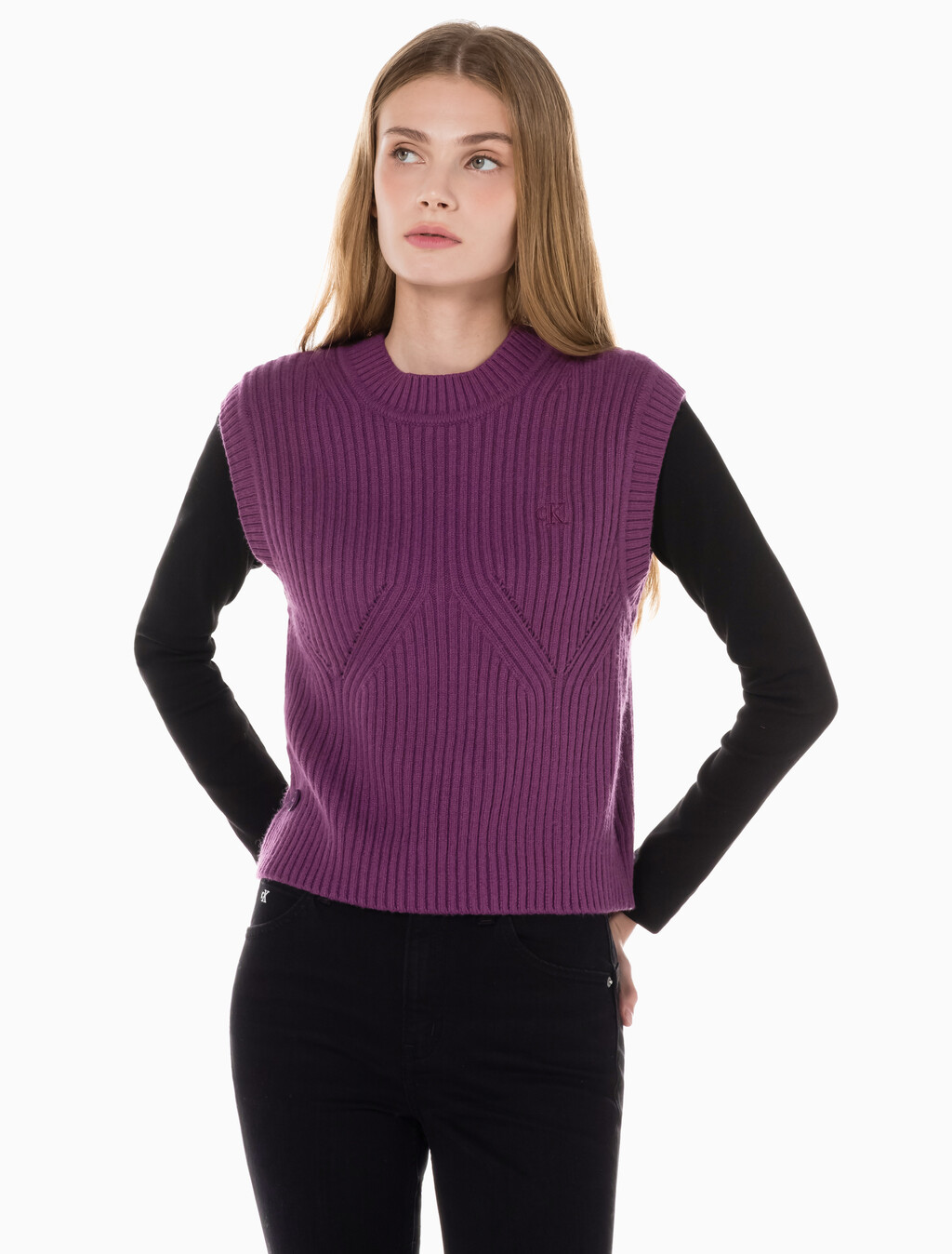 Buy 여성 캐시미어 백 디테일 탱크 in color AMARANTH 