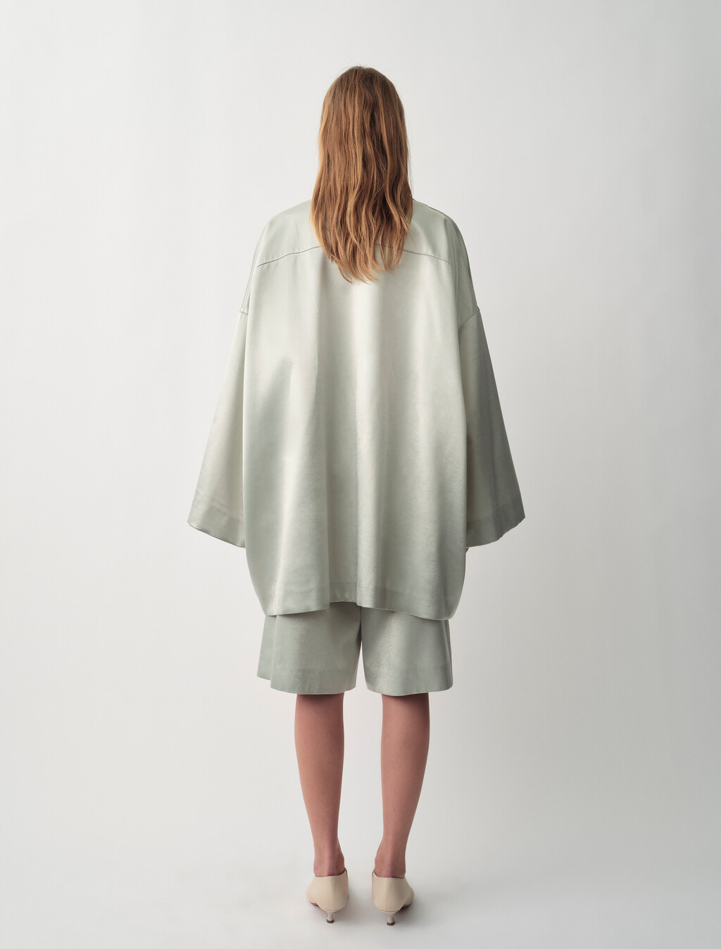 Buy MICA WOMENS SATIN SHORTS in color BARELY BLUE