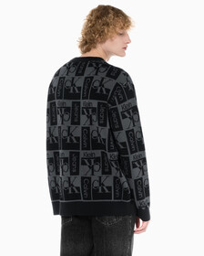 Buy 남성 릴렉스 핏 AOP 로고 스웨터 in color CK BLACK