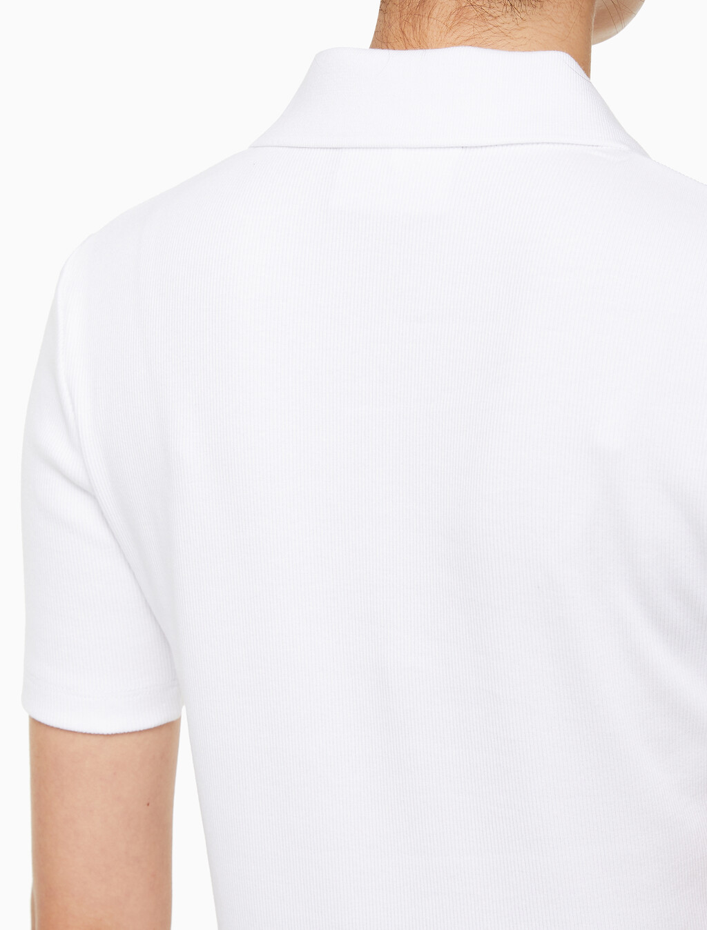 Buy 여성 슬림핏 립 브이넥 폴로 티셔츠 in color BRIGHT WHITE
