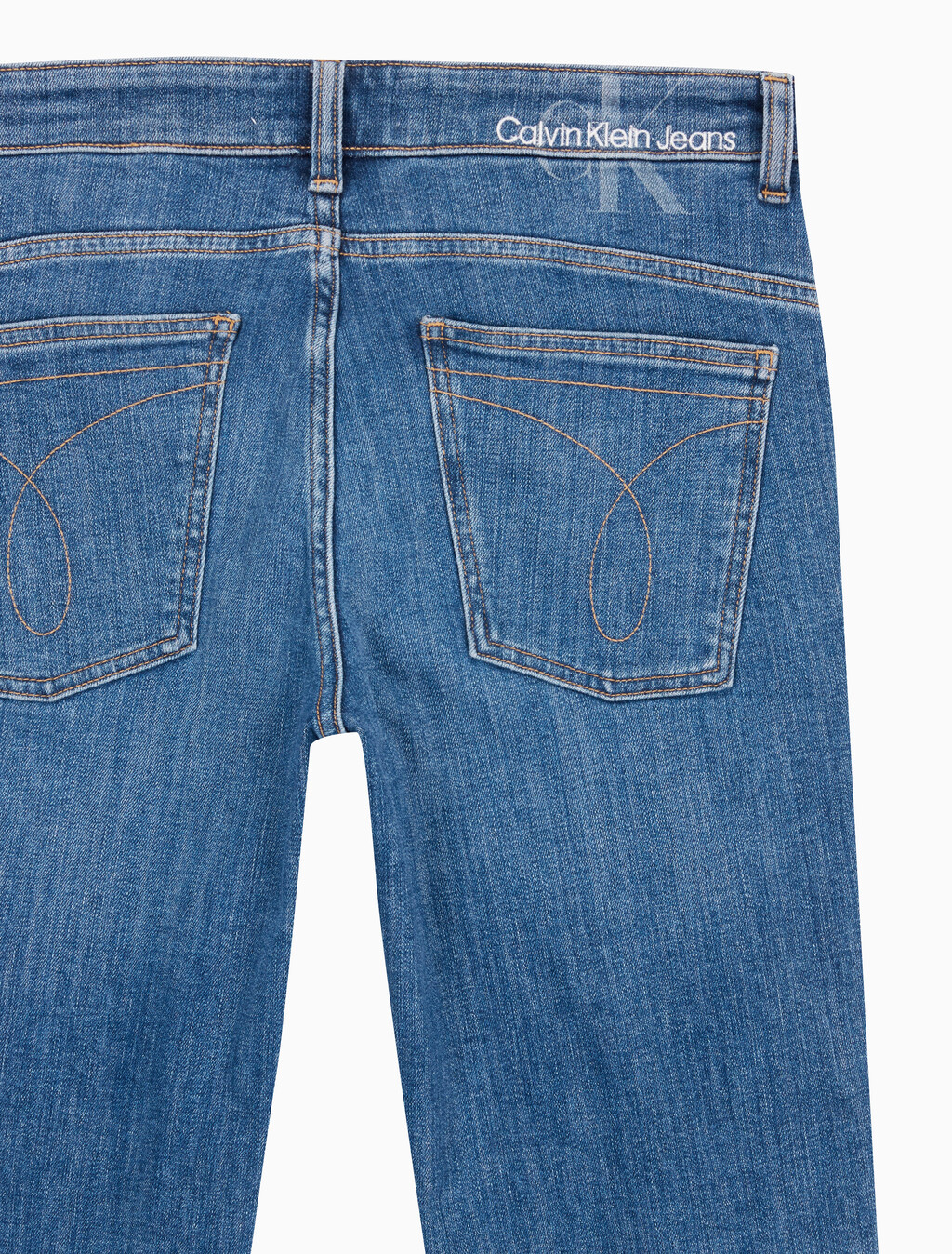 Buy 남성 바디 테이퍼핏 기모 미드블루 데님 in color MID BLUE BACK EMBRO