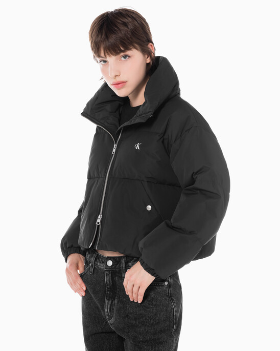 여성 볼륨 넥 크롭 다운 푸퍼