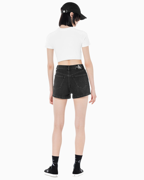 여성 하이라이즈 블랙 데님 쇼츠
