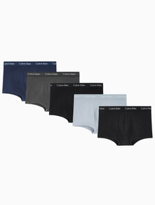 Buy 남성 코튼 스트레치 로우 라이즈 드로즈 5PK in color BLACK/CHARCOAL/NAVY/SKY BLUE/BLACK