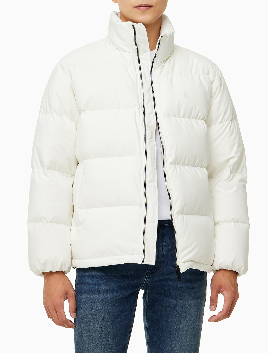 Buy 남성 베이직 에센셜 다운 푸퍼 자켓  in color WHITE