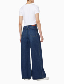 Buy 여성 슈퍼 와이드 레그핏 다크 블루 데님 in color DARK BLUE