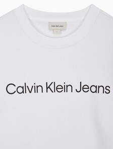 Buy 남성 레귤러핏 인스티튜셔널 로고 기모 스웻셔츠 in color BRIGHT WHITE