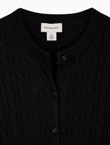 Buy 여성 울 케이블 크루넥 가디건 in color BLACK