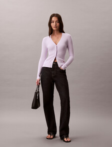 Buy 여성 우븐라벨 케이블 가디건 in color Light Pink