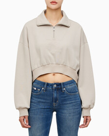 Buy 여성 하프집 엠보스 폴로넥 스웻 in color BEIGE