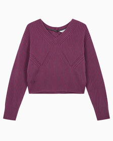Buy 여성 캐시미어 백 디테일 풀오버 in color AMARANTH 