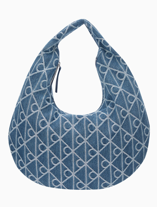 여성 엠블럼 데님 호보 백