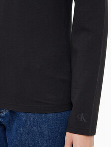 Buy 여성 슬림핏 인스티튜셔널 로고 긴팔 티셔츠 in color CK BLACK