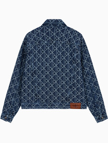 Buy 남성 90S 인디고 엠블럼 자카드 트러커 in color denim