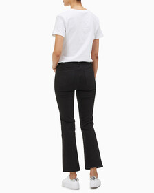 Buy 여성 하이라이즈 바디 슬림 부츠핏 앵클 데님 in color WASHED BLACK LOGO LACE