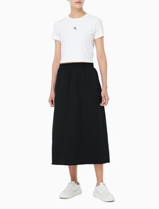 Buy 여성 나일론 블랙 미디 스커트 in color BLACK