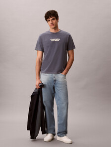 Buy 워시드 스파인 그래픽 티 in color Blue