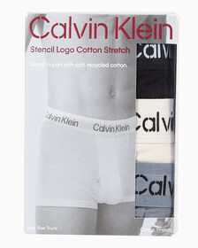 Buy 남성 스텐실로고 코튼스트레치 로우라이즈 트렁크 3PK in color BLACK, MOONBEAM,SHINING ARMOUR