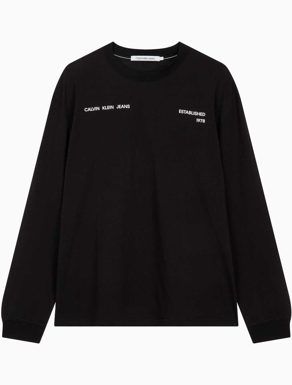 Buy 남성 릴렉스핏 스프레이 박스 긴팔 티셔츠 in color CK BLACK