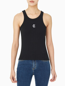 Buy 여성 코튼 컨투어 립 CK 탱크 in color BLACK
