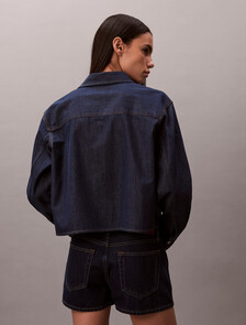 Buy 여성 크롭 데님 셔츠 in color Dusty Blue