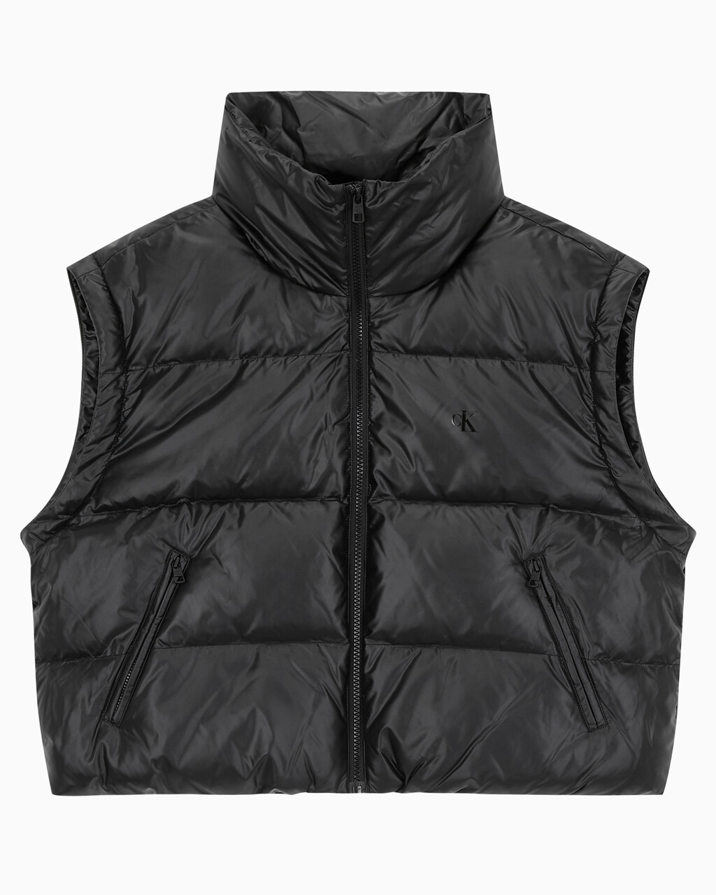 Buy 여성 글로시 디터쳐블 크롭 다운 푸퍼 in color CK BLACK