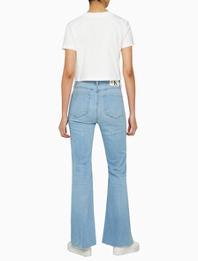 Buy 여성 하이라이즈 플레어핏 라이트블루 37.5 기능성 데님 in color CHALKY BLUE