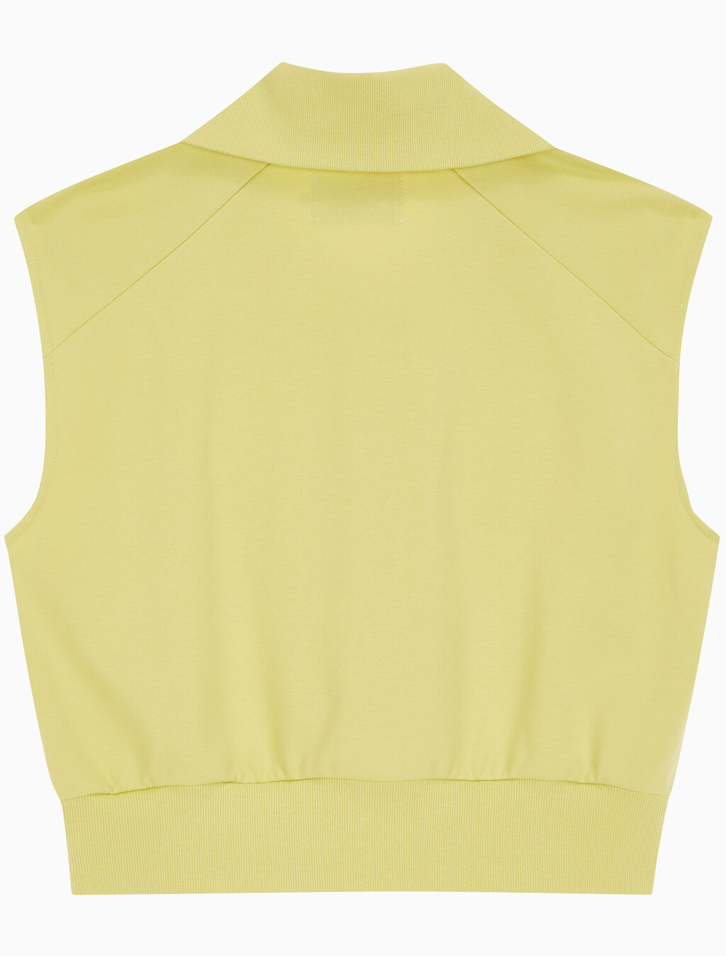 Buy 여성 드롭숄더 하프집업 슬리브리스 니트탑 in color YELLOW SAND