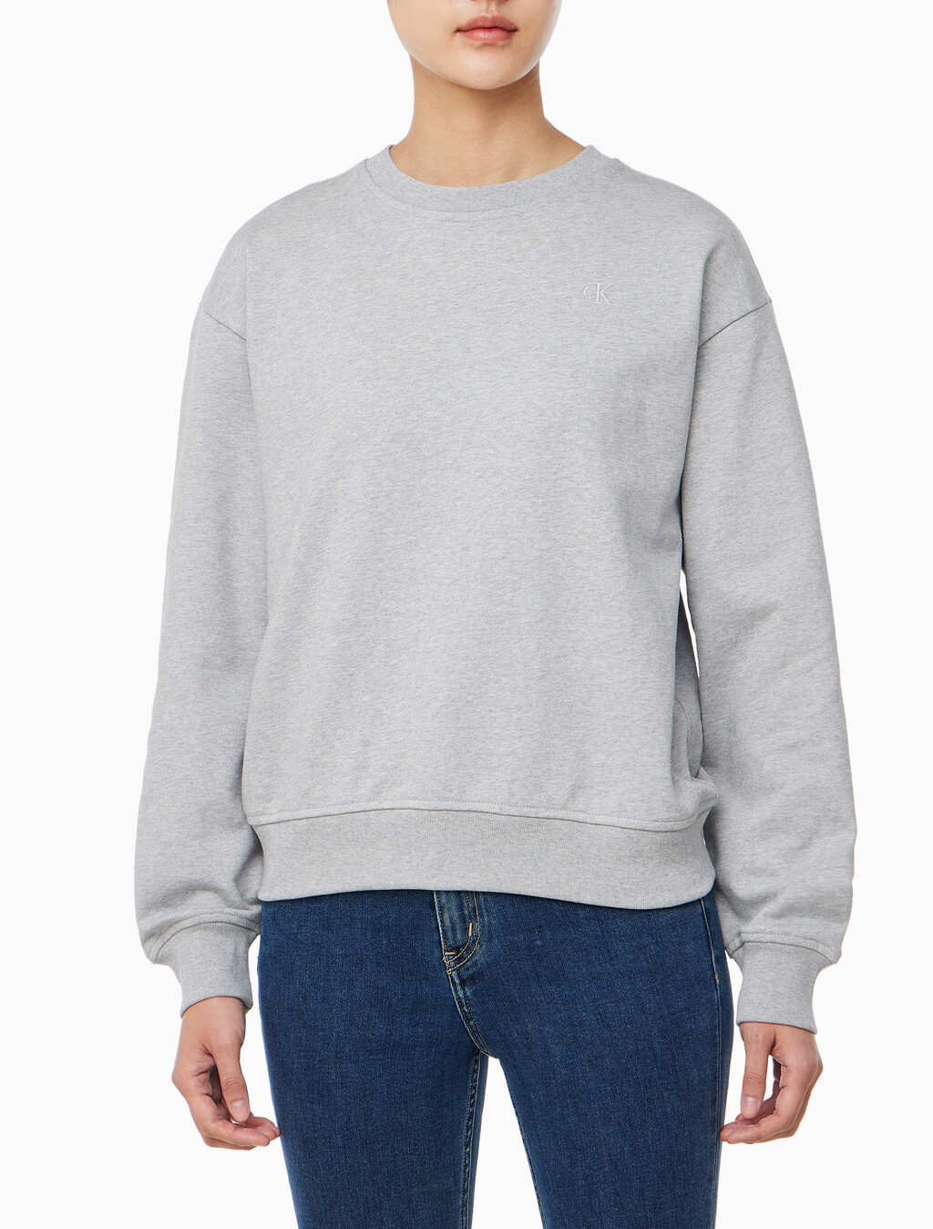 Buy 여성 아카이브 로고 프렌치테리 릴렉스핏 스웻셔츠 in color HEROIC GREY HEATHER