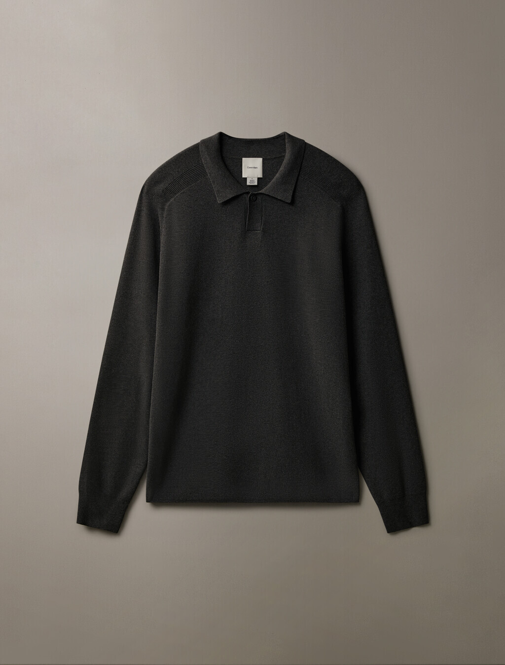 Buy 남성 롱슬리브 테크 니트 폴로 스웨터 in color GUNMETAL HTR