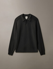 Buy 남성 롱슬리브 테크 니트 폴로 스웨터 in color GUNMETAL HTR