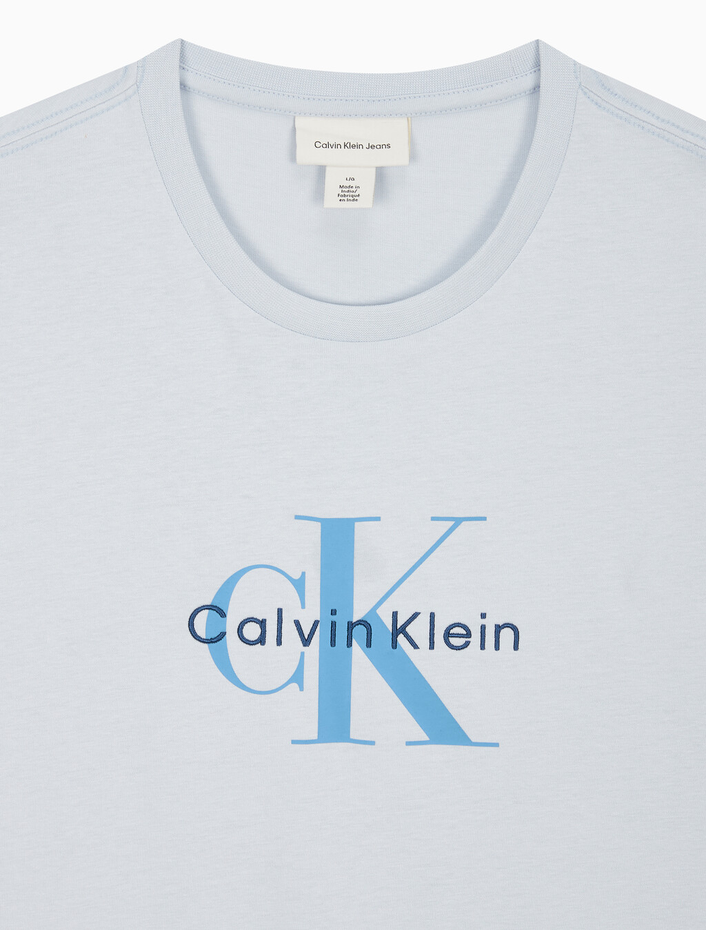 Buy 남성 레귤러핏 히어로 모노그램 로고 반팔 티셔츠 in color LIGHT BLUE