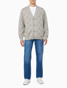 Buy 남성 릴렉스핏 AOP 캐시미어 가디건 in color KHAKI BEIGE