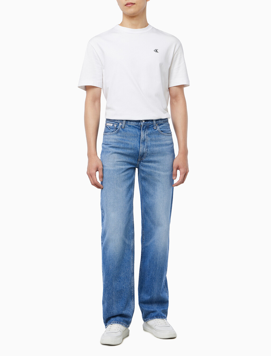 Buy 배기핏 진 in color Mid Blue