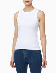 Buy 여성 모노그램 립 슬리브리스 in color BRILLIANT WHITE