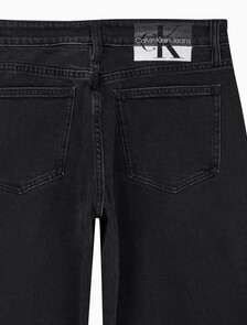 Buy 여성 로우라이즈 배기핏 블랙 데님 in color WASHED BLACK LOGO LACE